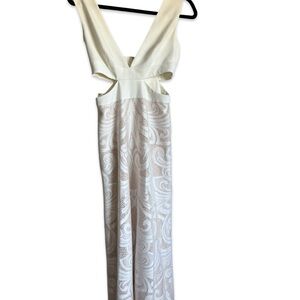 BCBGMaxAzria Silver Plunge Gown Sleeveless